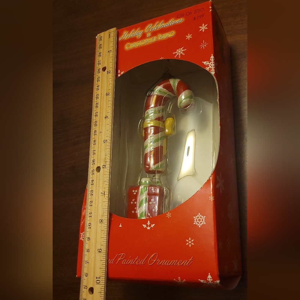 Vintage 2005 Holiday Celebration Christopher Radko Ceramic Candy Cane Ornament - Picture 4 of 8